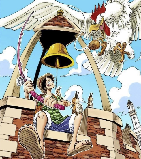 Luffy qui pêche un oiseau. Avis du manga One Piece.
